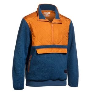 Troll Co. Grizzly Fleece Anorak Blue Saddle Half Zip Kangaroo Pocket Pullover
